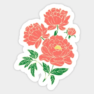 Living Coral Peonies Sticker